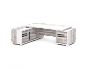 Стол с тумбой и греденцией (беспроводная зарядка, 2xUSB, розетка) 2470х2016х750 Grace images