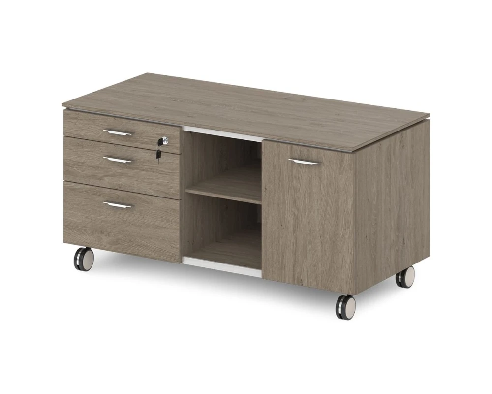 Греденция подкатная с замком на 1 ящик и дверью-купе 1200x590x605 Грандэса / Grandeza