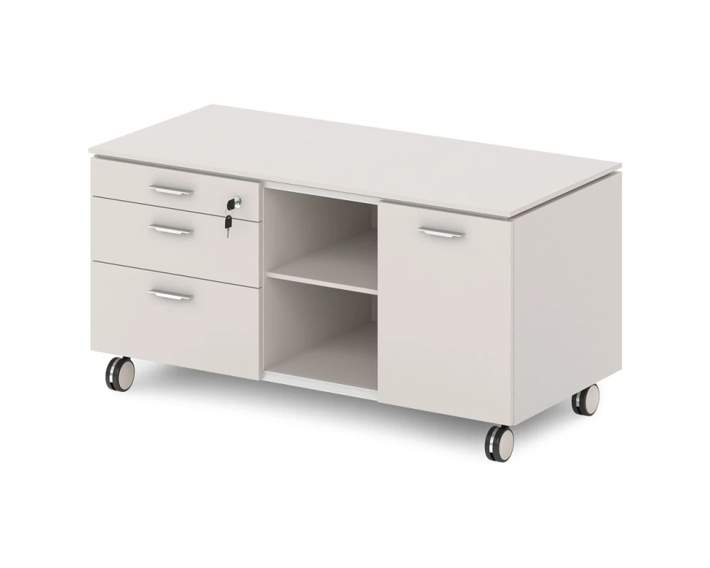 Греденция подкатная с замком на 1 ящик и дверью-купе 1200x590x605 Грандэса / Grandeza