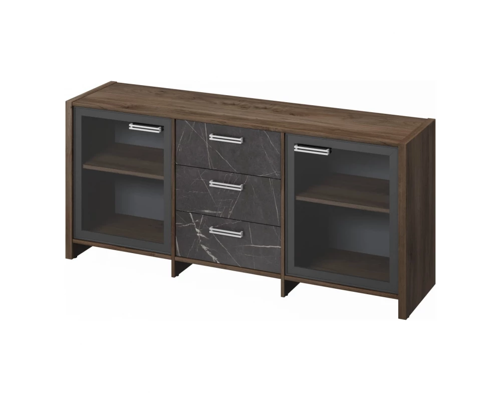 Тумба с 2 дверьми в алюминевом профиле и 3 ящиками Festus