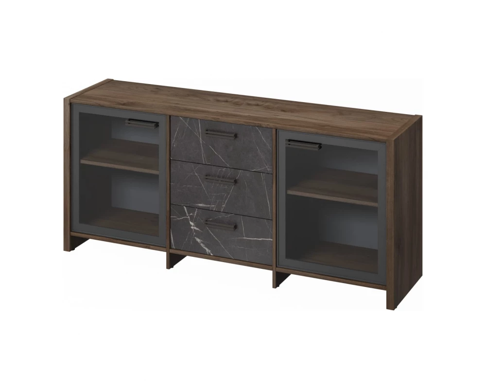 Тумба с 2 дверьми в алюминевом профиле и 3 ящиками Festus