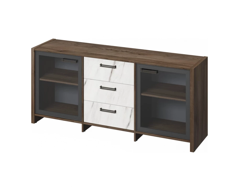 Тумба с 2 дверьми в алюминевом профиле и 3 ящиками Festus