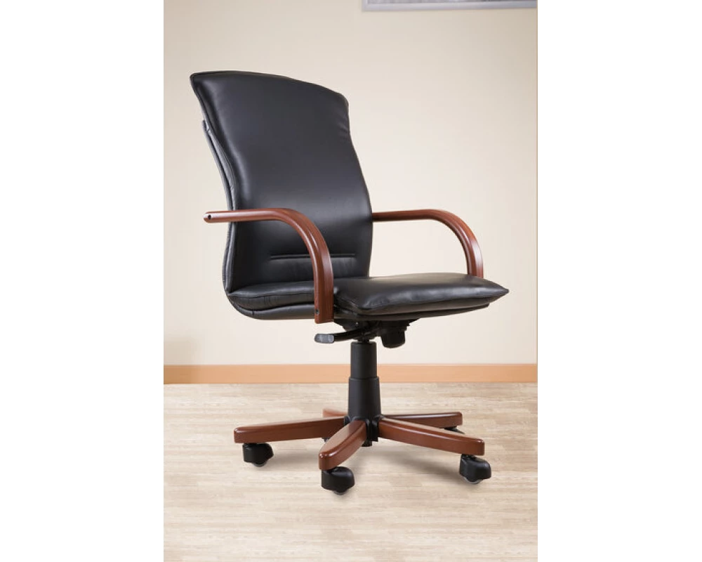 Кресло БЕРЛИН Д, кожа, дерево