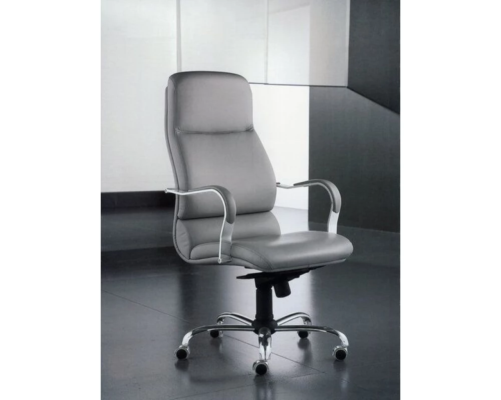 Кресло КОМФОРТ П, кожа, хром