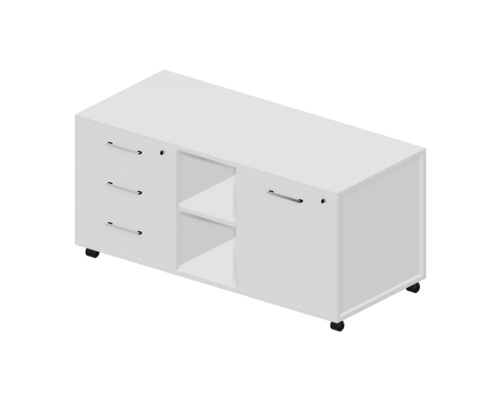 Тумба мобильная сервисная левая (ручки-хром) 120x53x57 GDB Белый