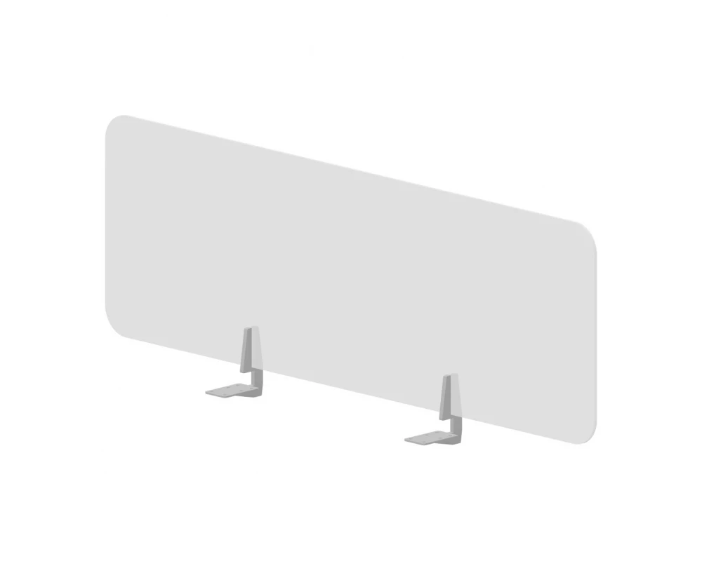 Экран фронтальный (плексиглас) 118x39,2 для стола ш.118см (с кронштейнами) Plexi Молочно-белый/Алюминий