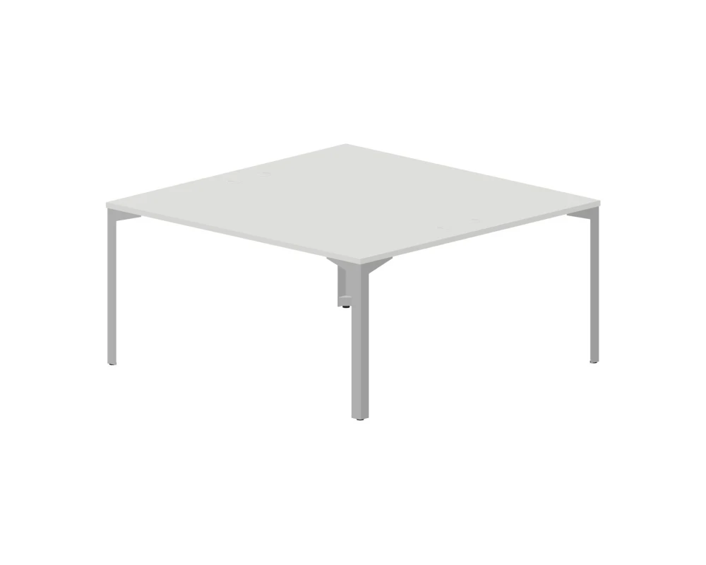 Составной стол на 2 рабочих места 158х156,6х75см (4 громмета) Рэй / Ray Белый/Алюминий