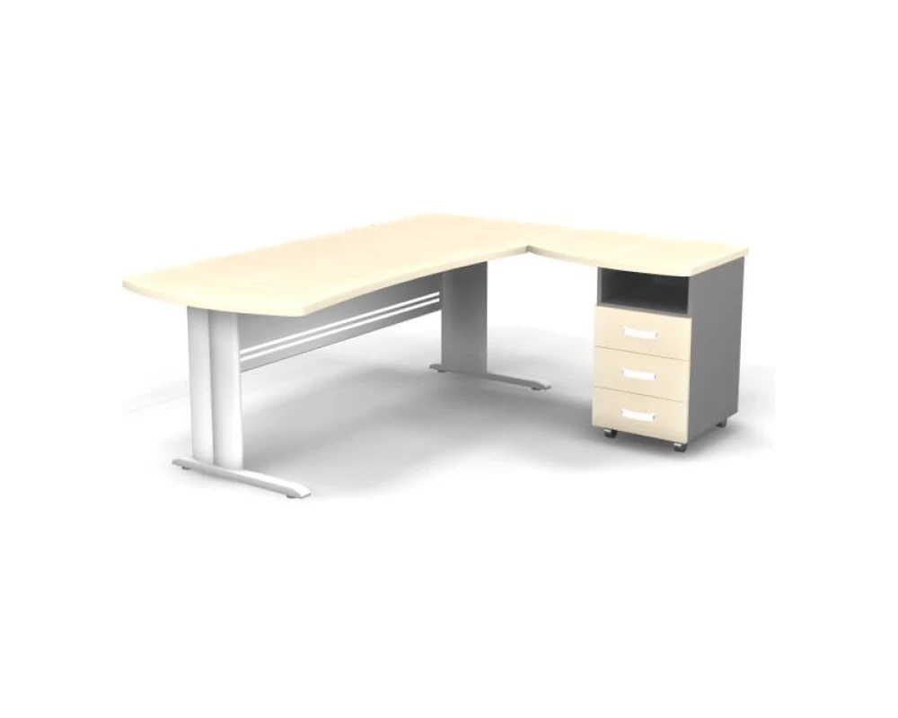 Рабочее место с тумбой правое на L образном каркасе 200x160x74 Berlin