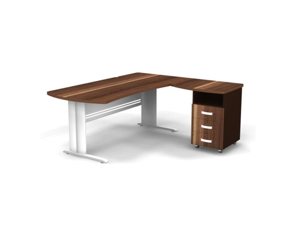 Рабочее место с тумбой правое на L образном каркасе 180x160x74 Berlin