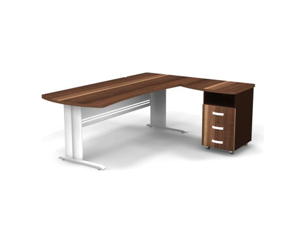 Рабочее место с тумбой правое на L образном каркасе 200x160x74 Berlin