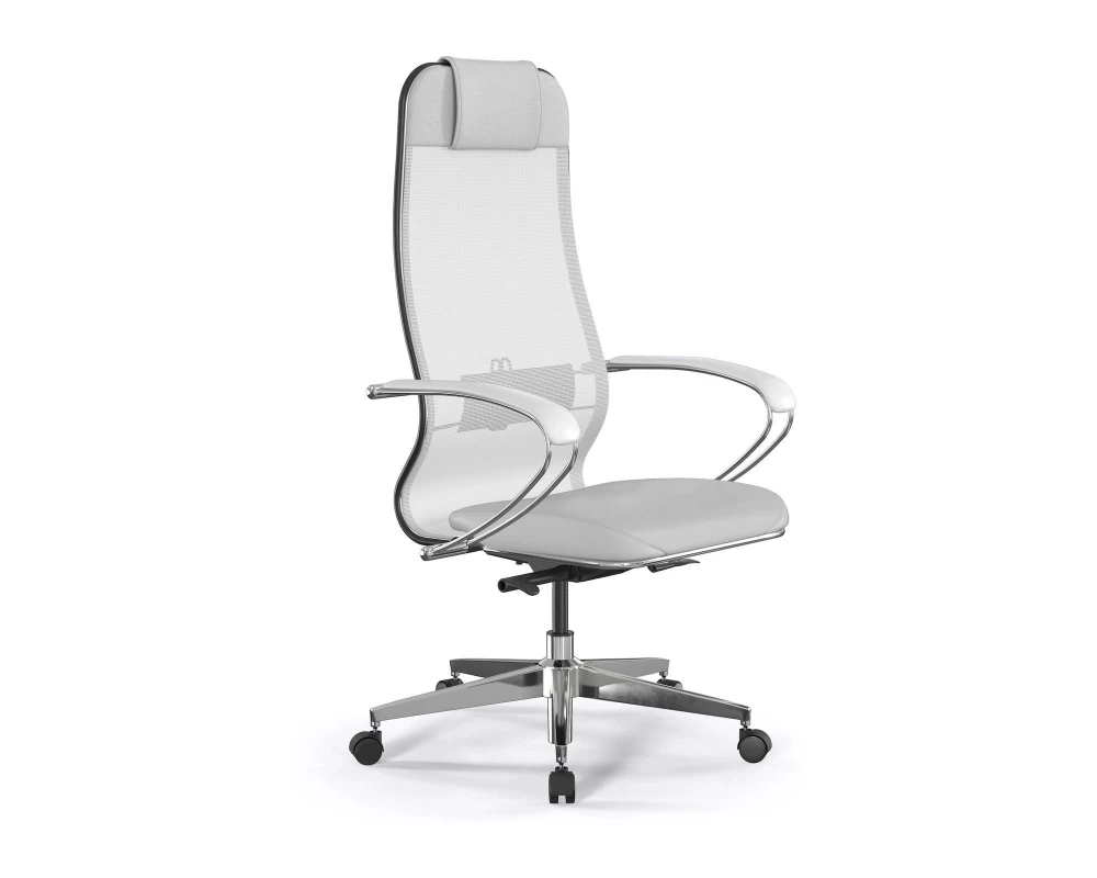 Кресло ErgoLife Comfort Сетка/Экокожа, Белый