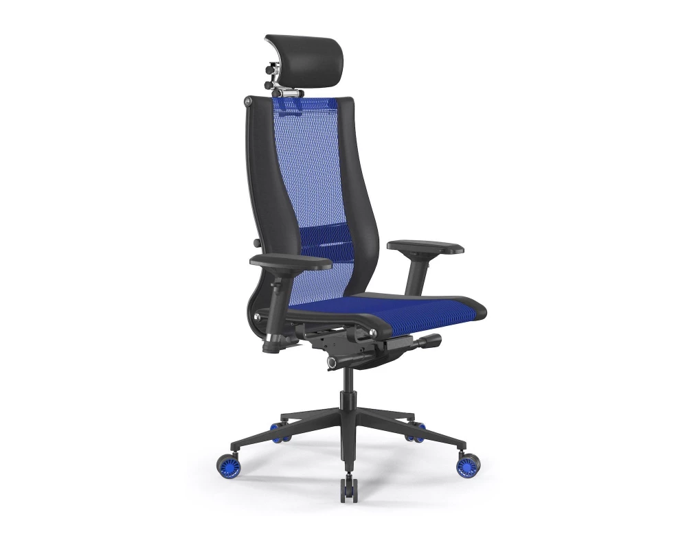 Кресло Samurai L2-16D M26.B11.G24.W27 Сетка/Экокожа, Синий/Черный