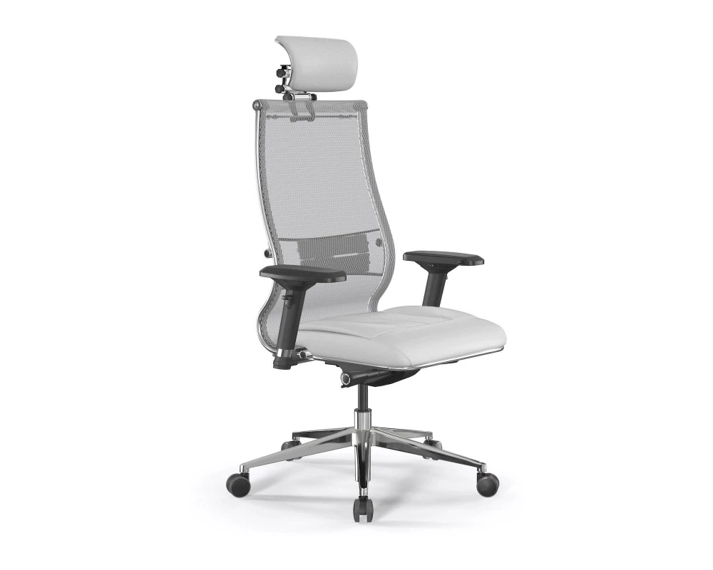 Кресло Samurai SL-3 Сетка/Экокожа, Белый