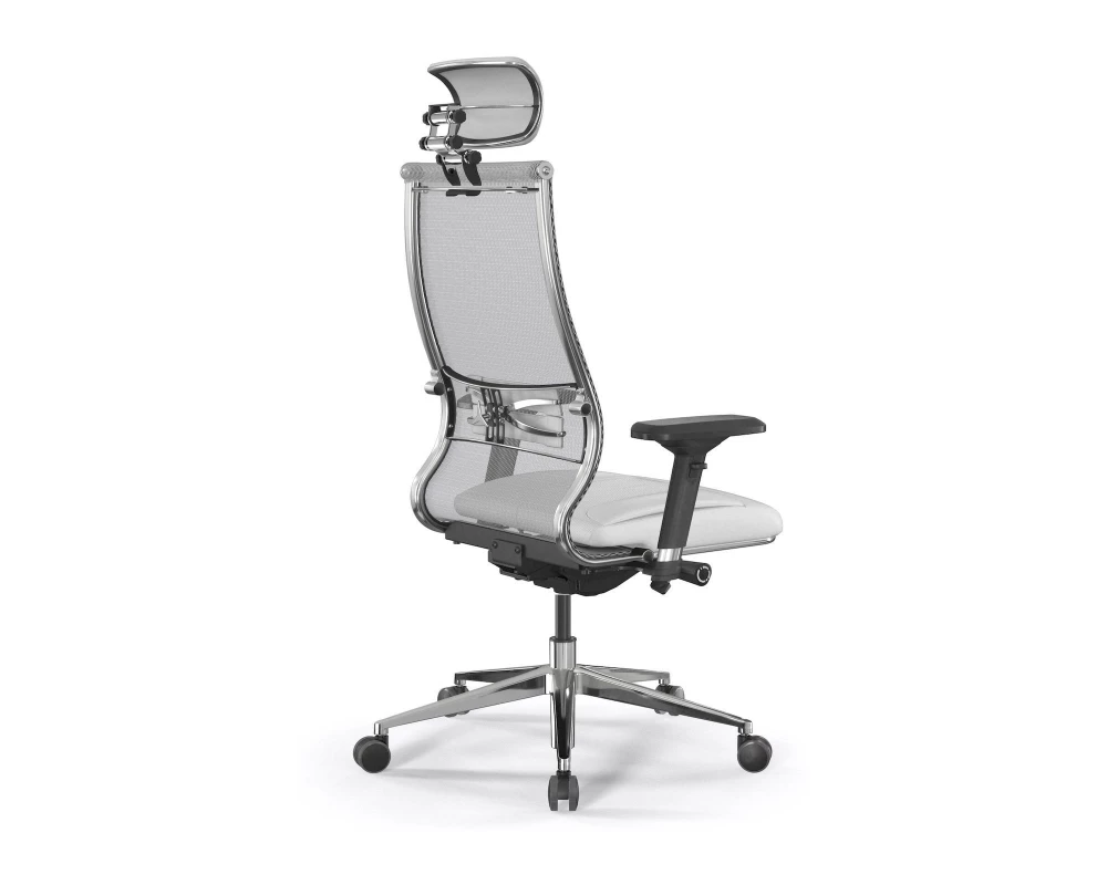 Кресло Samurai SL-3 Сетка/Экокожа, Белый