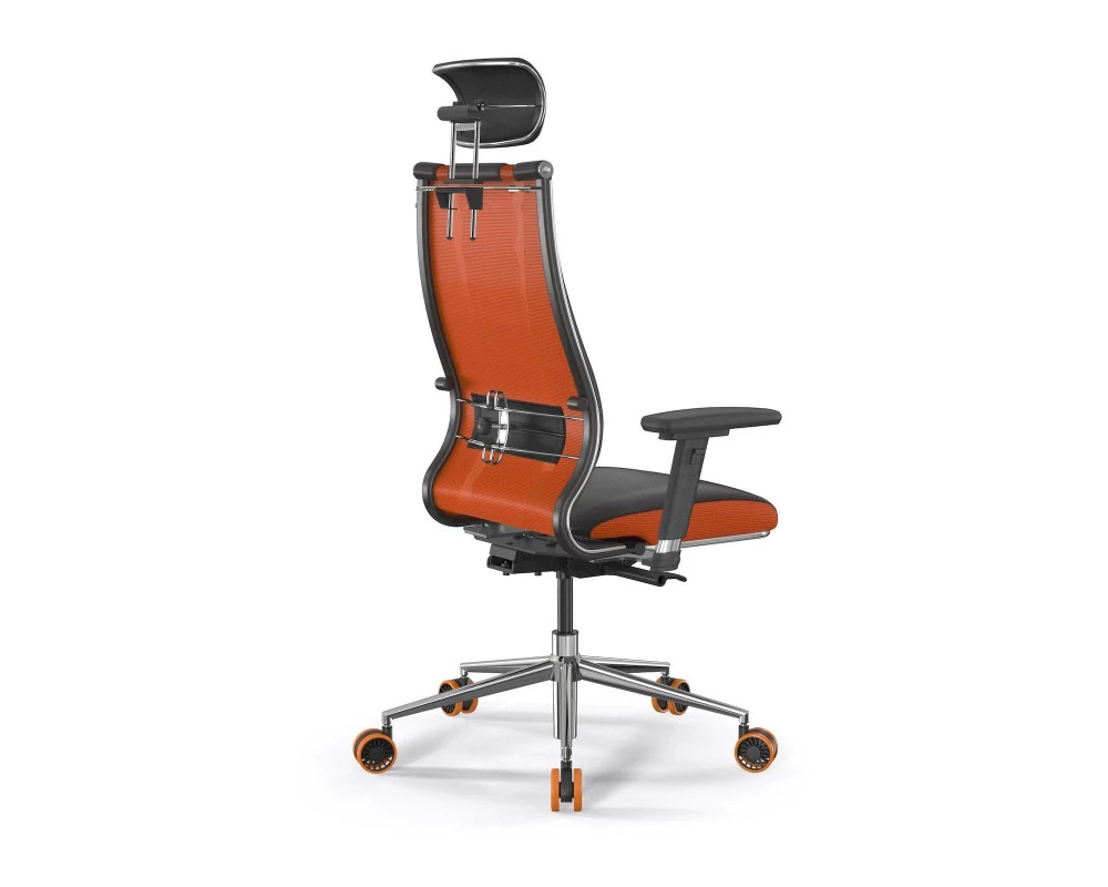 Кресло SynchroSit 10 B2-160D M24.B23.G18.W37 Сетка/Экокожа, Черный/Оранжевый