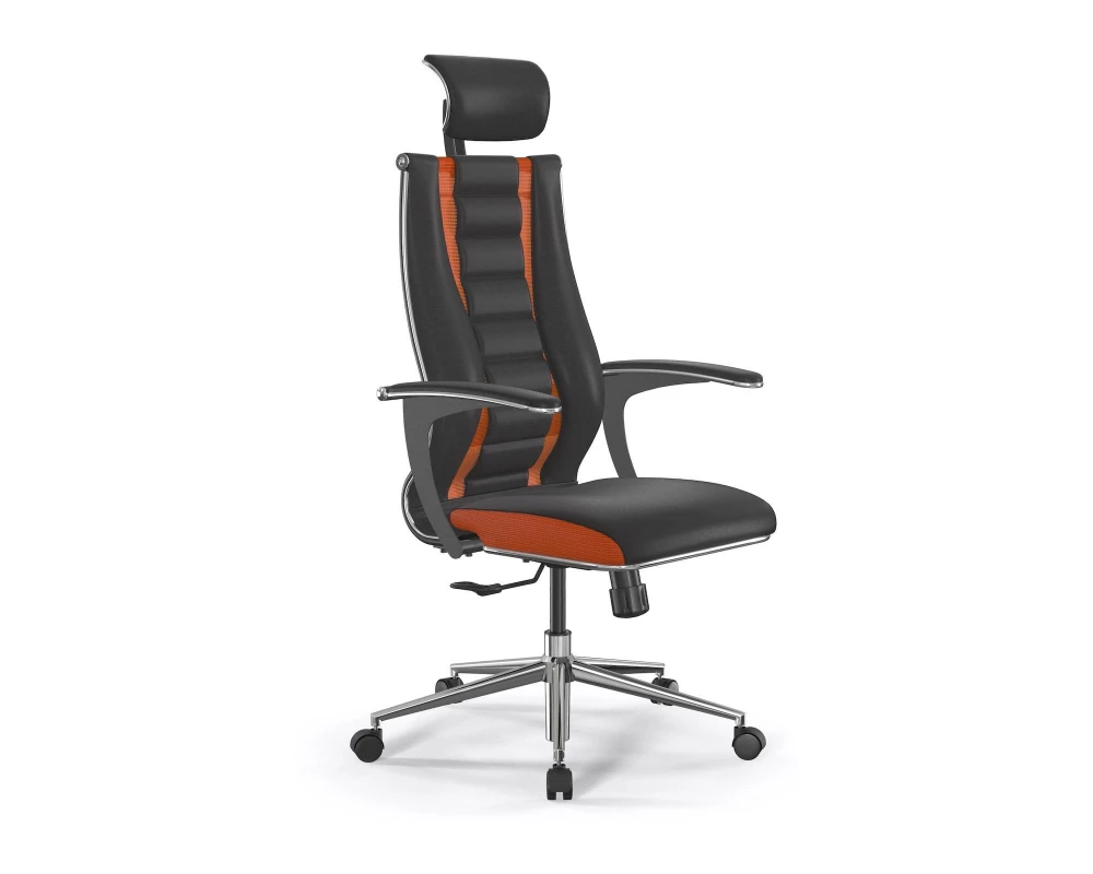 Кресло SynchroSit 10 B2-160U M20.B23.G18.W01 Сетка/Экокожа, Черный/Оранжевый