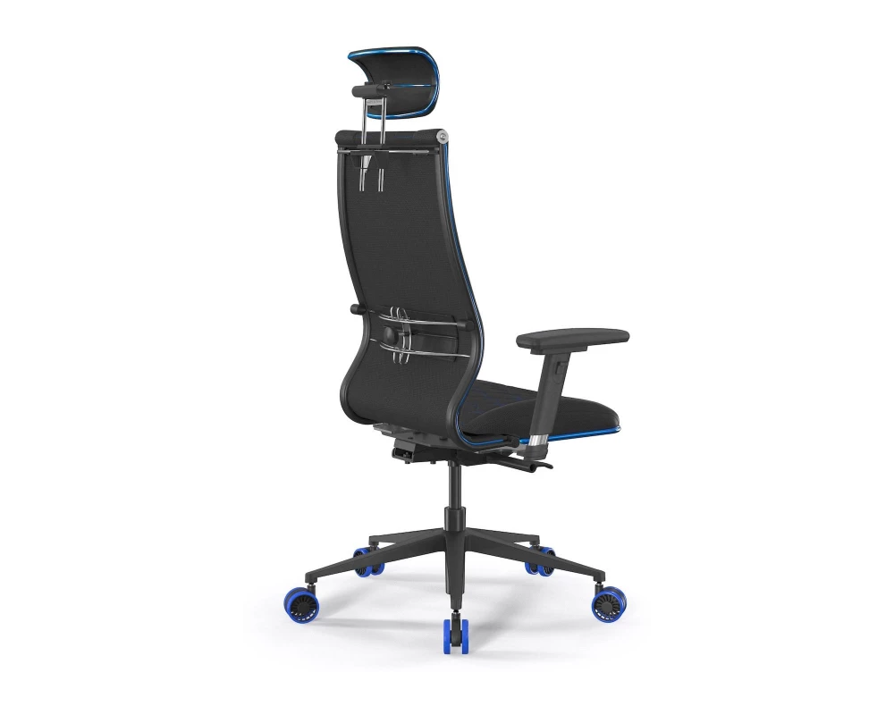 Кресло SynchroSit 10 B2-244D M24.B11.G19.W33 (Синяя строчка) Ткань/Экокожа, Черный