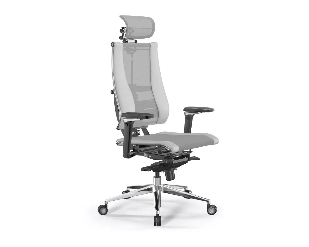 Кресло Y 4DF B2-14D M06.B35.G11.W04 Сетка/Экокожа, Светло-серый/Белый