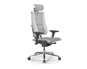 Кресло Y 4DF B2-14D M26.B32.G25.W03 (подгл.1) Сетка/Экокожа, Светло-серый/Белый images