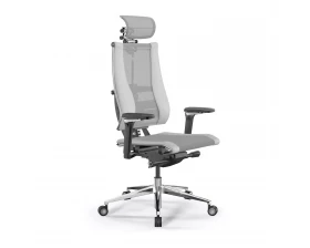 Кресло Y 4DF B2-14D M26.B35.G25.W04 (подгл.2) Сетка/Экокожа, Светло-серый/Белый images