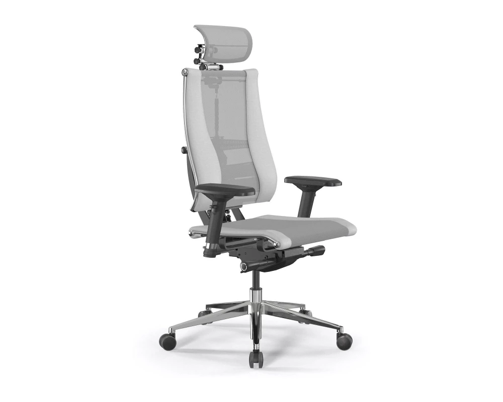 Кресло Y 4DT B2-14D M26.B32.G25.W03 Сетка/Экокожа, Светло-серый/Белый