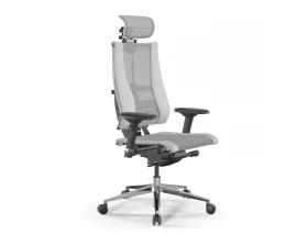 Кресло Y 4DT B2-14D M26.B32.G25.W03 Сетка/Экокожа, Светло-серый/Белый images