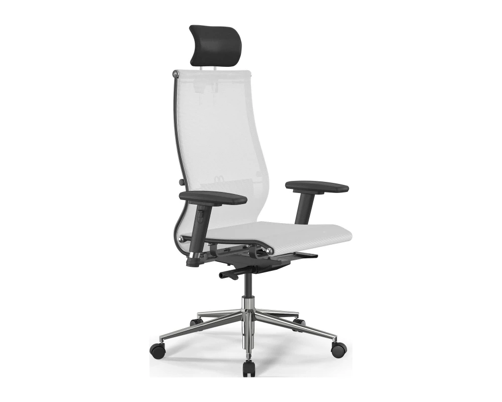 Кресло SynchroSit 10 B2-107D M23.B23.G18.W02 (с подголовником, подл.2) Сетка, Белый