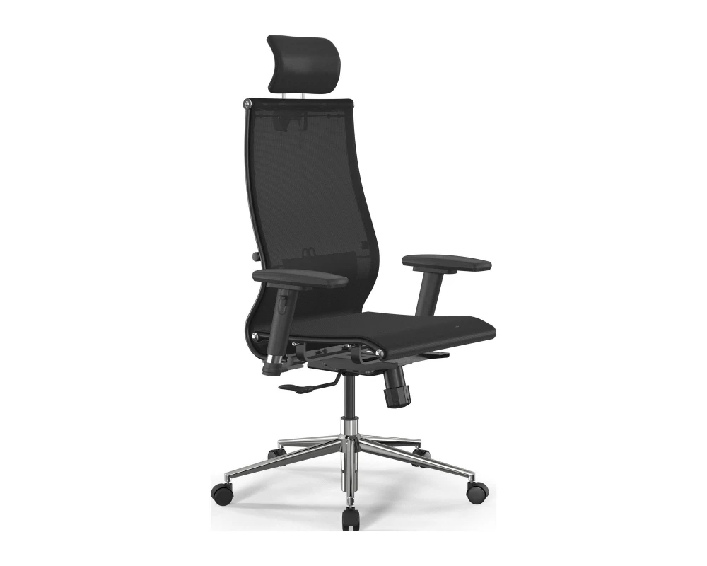 Кресло SynchroSit 10 B2-189D M25.B23.G18.W02 (с подголовником, подл.2) Сетка, Черный