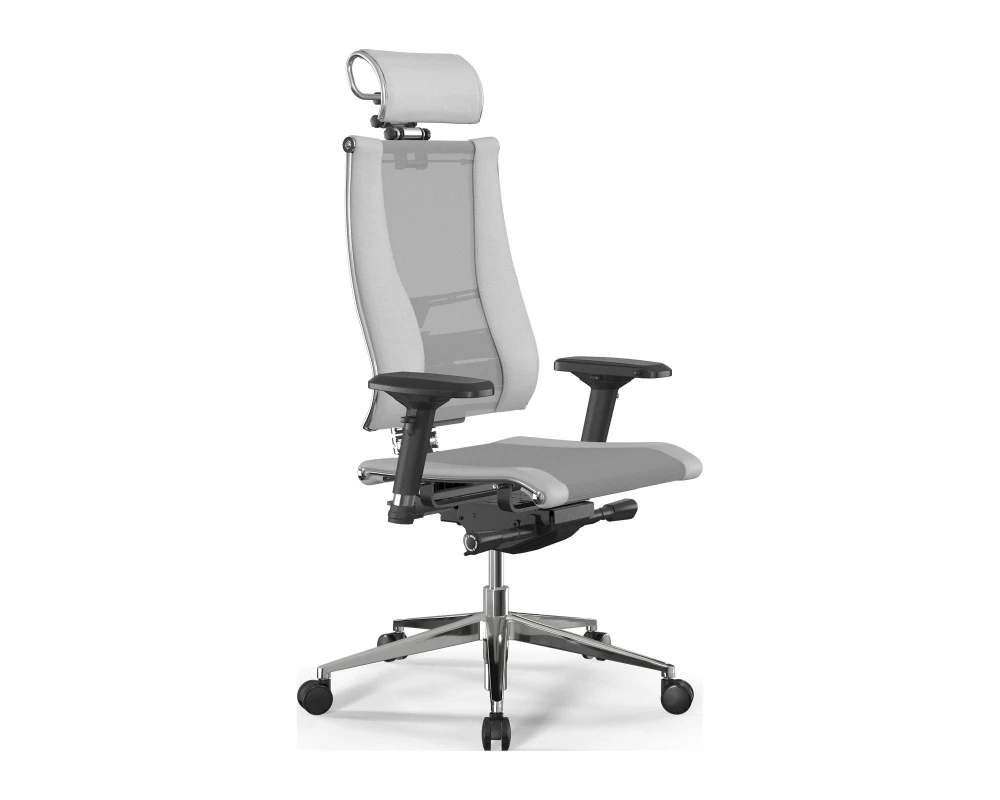 Кресло Y 3DE B2-14D M26.B32.G25.W03 Сетка/Экокожа, Светло-серый/Белый