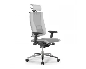 Кресло Y 3DE B2-14D M26.B32.G25.W03 Сетка/Экокожа, Светло-серый/Белый images