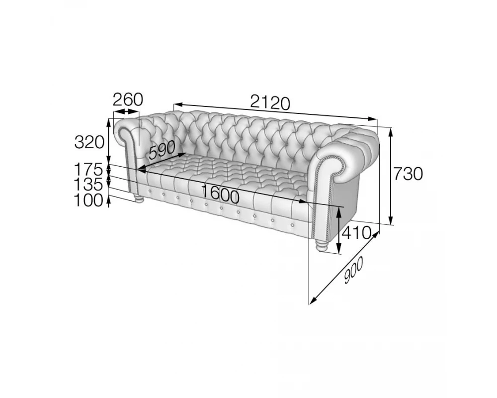 Диван 3-местный СН3 Честер MVK