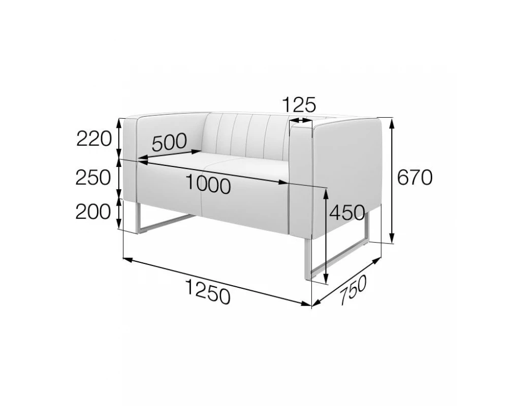 Диван 2 местный KC2-50 Кейс MVK