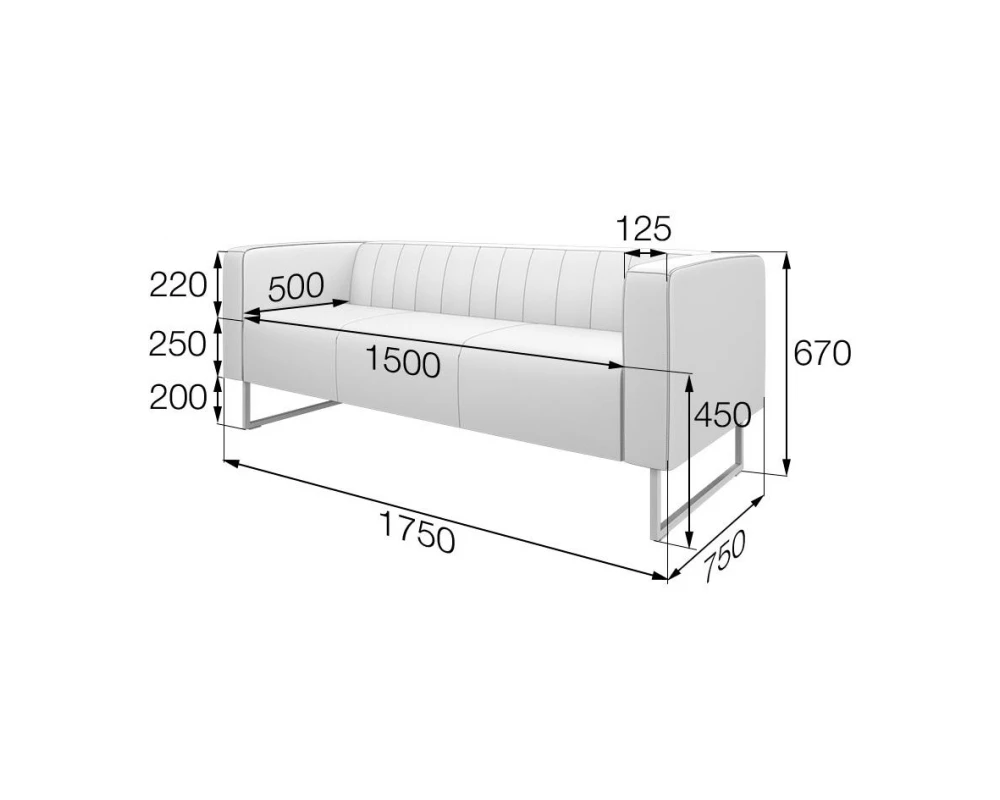 Диван 3 местный КС3-50 Кейс MVK