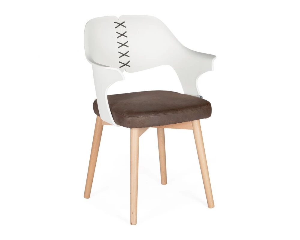 Стул Norden Cool Экокожа, Белый/Коричневый