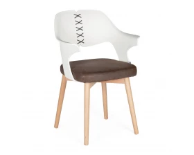 Стул Norden Cool Экокожа, Белый/Коричневый images