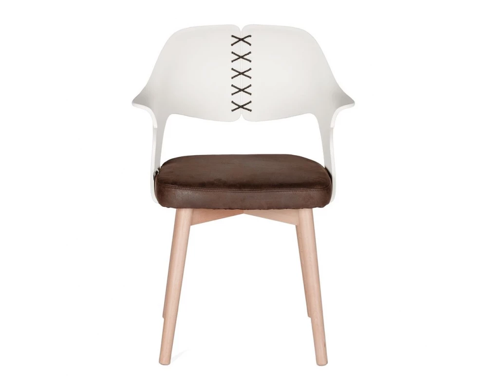 Стул Norden Cool Экокожа, Белый/Коричневый