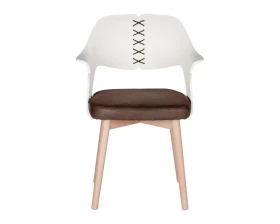 Стул Norden Cool Экокожа, Белый/Коричневый images