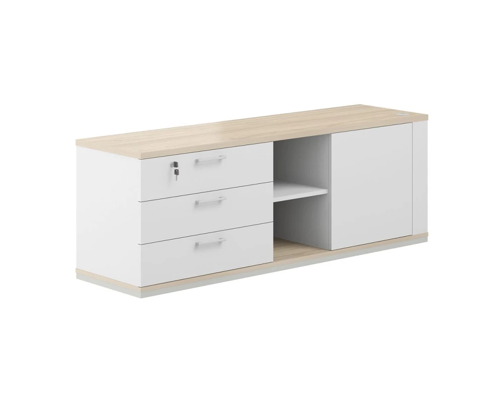 Тумба опорная 1638х450х580, левая Аллегро кабинет / Allegro cabinet Белый/Акация равелло/Белый