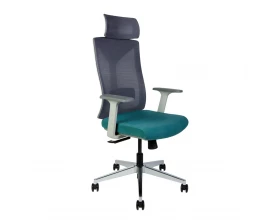 Кресло Norden Бостон Сетка/Ткань, Серый/Морская волна images