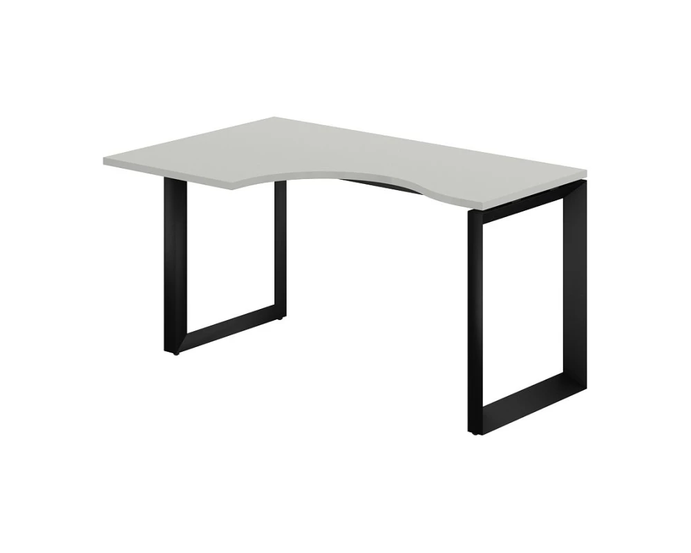Стол эргономичный левый на О-образном каркасе 1600x900x750 Prizma (nd) Серый бархат/Черный