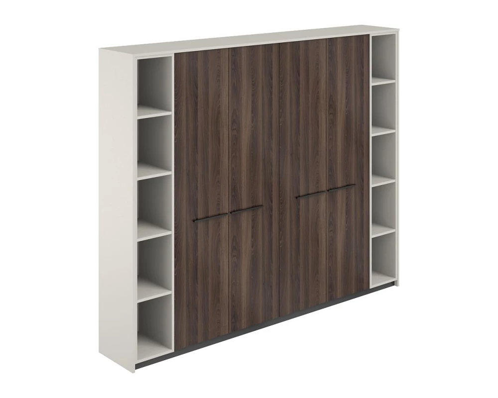 Шкаф высокий (для одежды) (2 шт) с 2-мя стеллажами, 2440х410х1994 Reef Дуб адриа/Жемчужно-серый