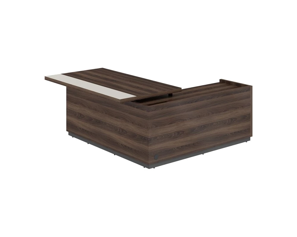 Стол для руководителя с комбинированной столешницей, левый 1850х1850х750 мм Reef Дуб адриа/Жемчужно-серый