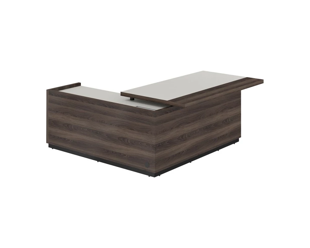 Стол для руководителя с комбинированной столешницей, правый 1850х1850х750 мм Reef Жемчужно-серый/Дуб адриа