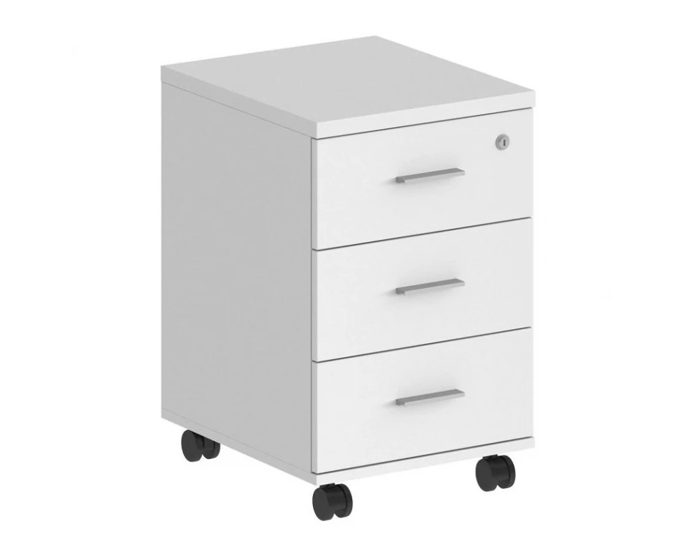 Тумба мобильная с 3-мя ящиками (метаб), с центральным замком Sigma Белый