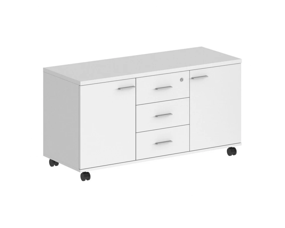 Тумба сервисная с 3-мя ящиками (метаб), с замком, с 2-мя фасадами Sigma Белый