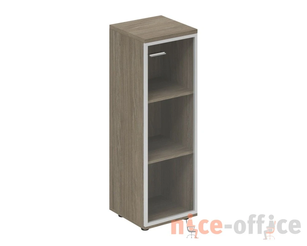 Шкаф средний 400x400x1200 со стеклом, з.ст HDF, правый Винг / Wing Дуб темный