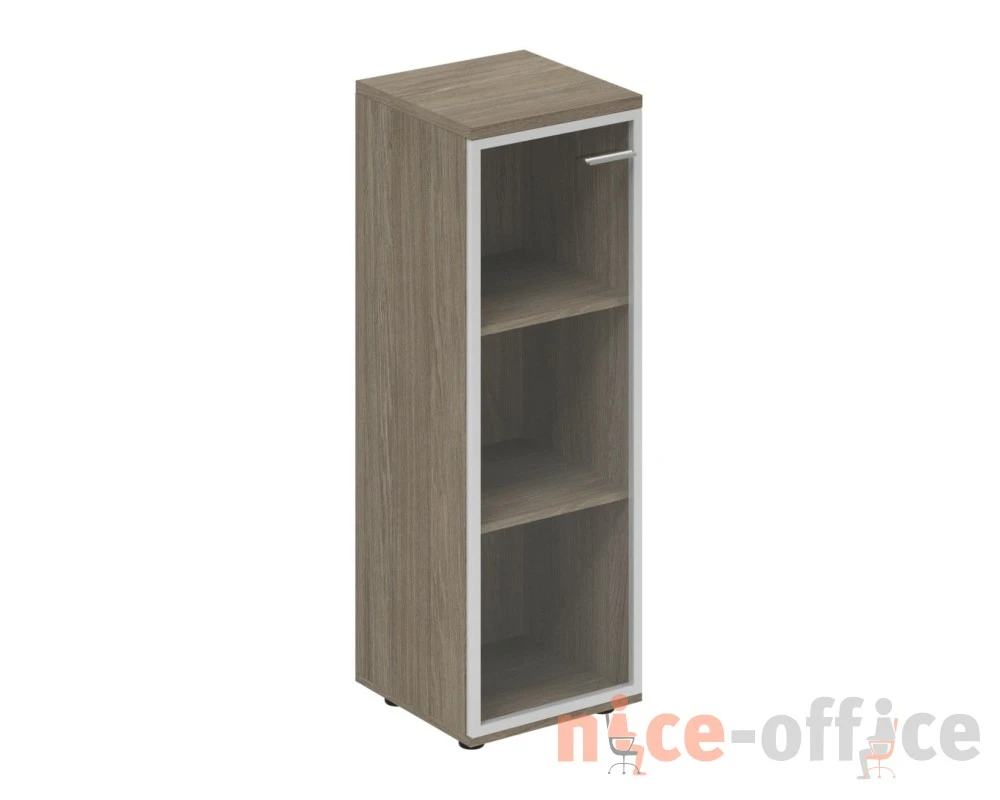 Шкаф средний 400x400x1200 со стеклом, з.ст ЛДСП, левый Винг / Wing Дуб темный