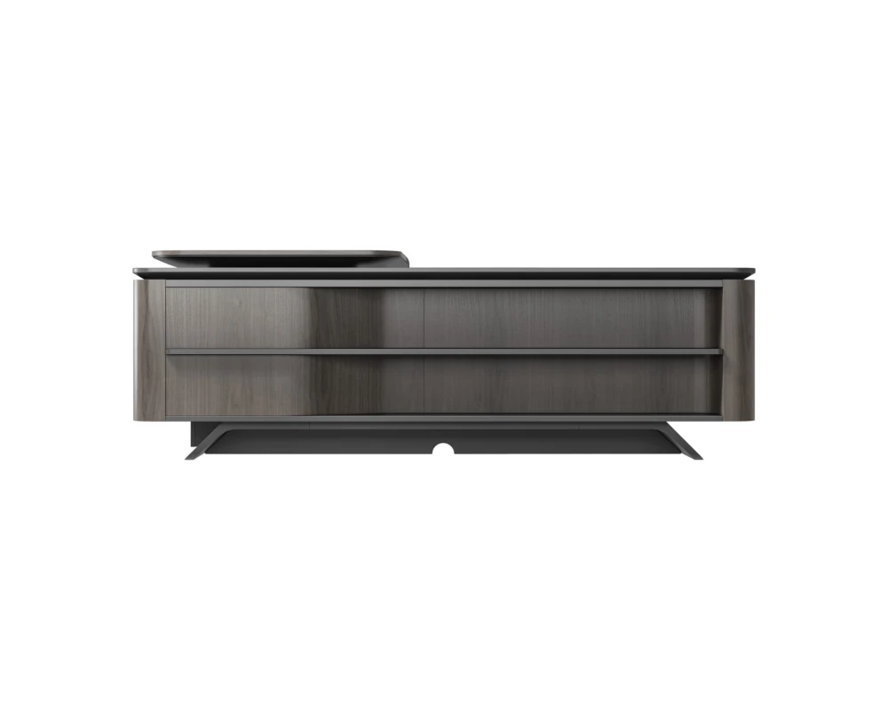 Стол руководителя на опорной сервисной тумбе - левый 2480x2240x750-1150 Atlas (Sun)