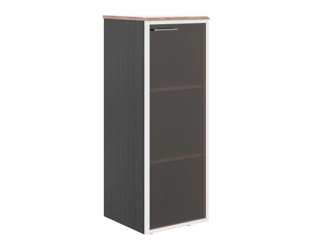 Шкаф колонка со стеклянной дверью в алюминиевой раме и топом Вейв / Wave