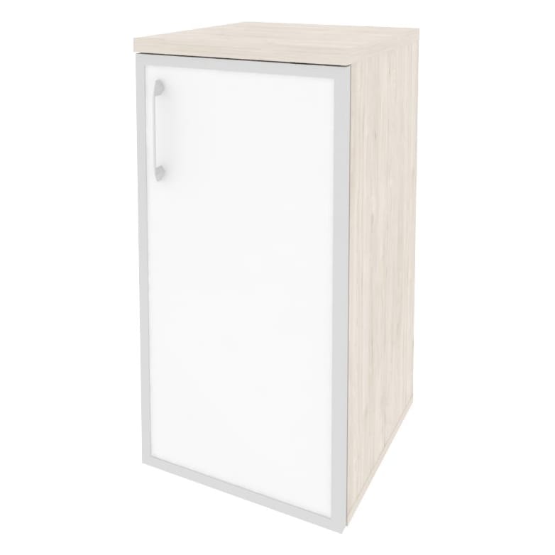 Шкаф низкий узкий правый (1 низкий фасад стекло лакобель в раме) 400x420x823 Onix